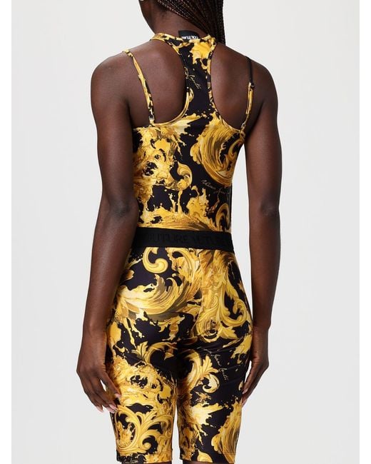 Versace Jeans Couture Yellow Printed Jersey Bodysuit