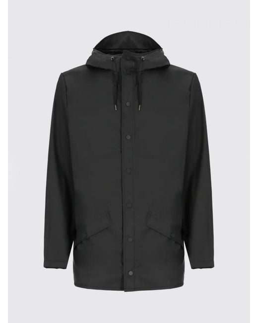 Rains Black Hooded Waterproof Polyester Raincoat