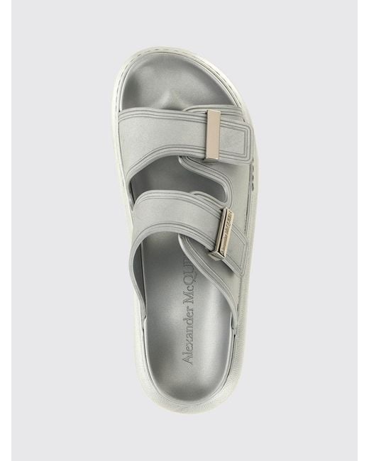 McQueen White Low-Heeled Rubber Mule Sandals With Engraved Logo