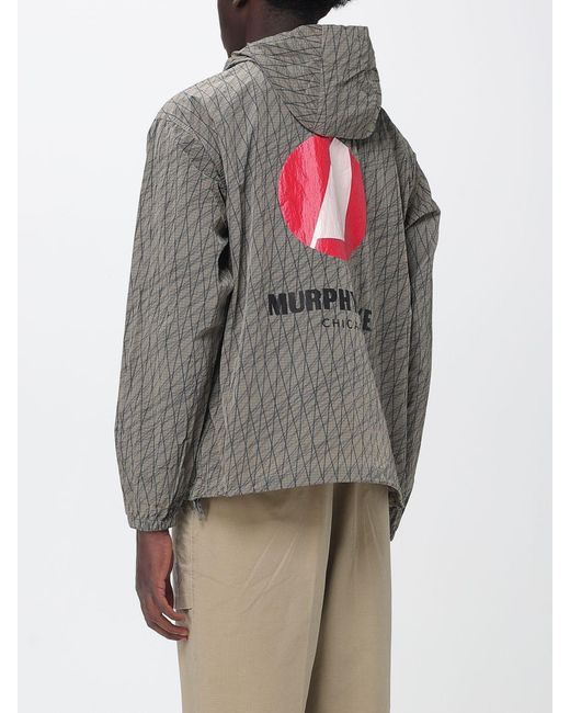 Murphy & Nye Gray Ripstop Nylon Windbreaker Jacket With Abstract Print And Hood for men