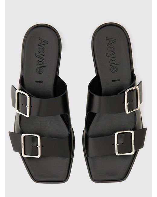 Aeyde Black Flat Sandals