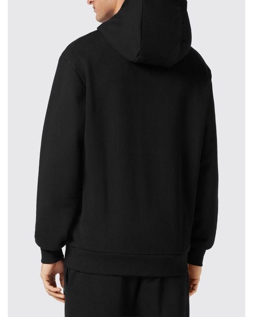 Philipp Plein Black Graphic Print Cotton Hoodie With Dropped Shoulders for men