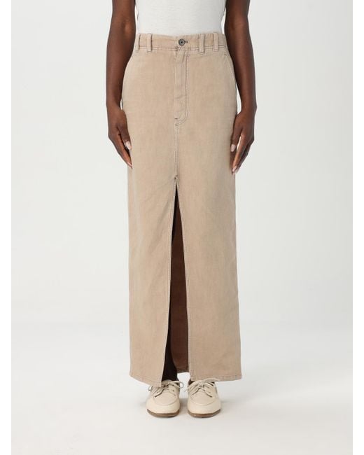 Brunello Cucinelli Natural Cotton-Linen Chino Maxi Skirt