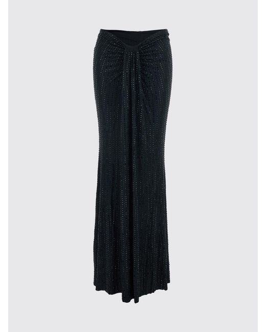 VENUJA Black Long Draped Sarong-Style Skirt With Crystal Embellishments
