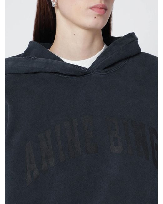 Anine Bing Blue Cotton Hooded Sweatshirt