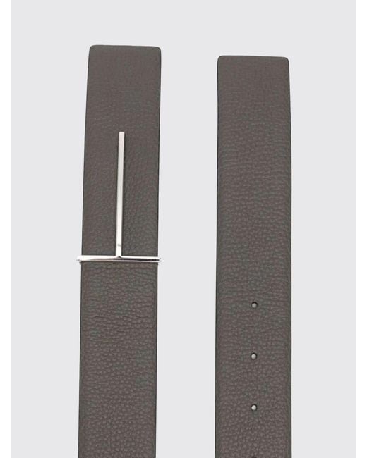 Tom Ford White Reversible 4Cm Pebbled Leather Belt With T Monogram Buckle for men