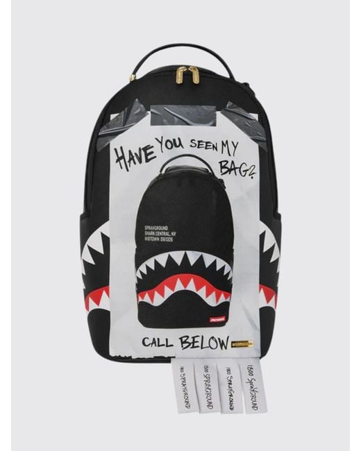 Sprayground Gray Missing Bag Flyer Graphic Print Cotton Backpack for men