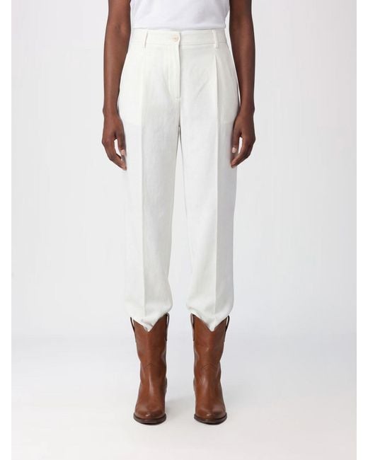 Alberto Biani White High-Waisted Wide-Leg Cotton Trousers