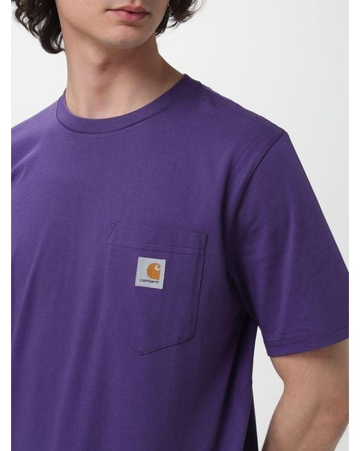 Carhartt Purple Cotton Jersey T-Shirt With Logo for men