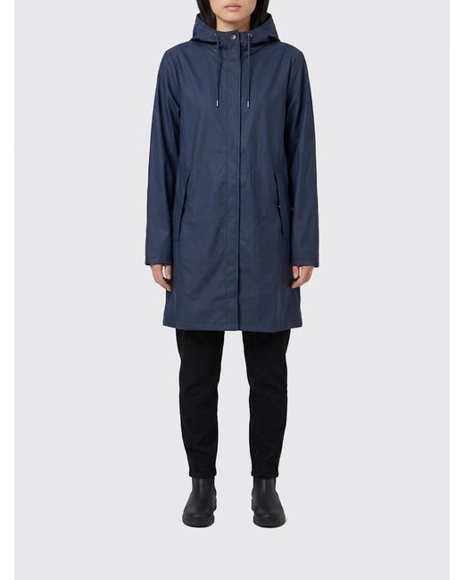 Rains Blue Hooded Waterproof Polyester Raincoat