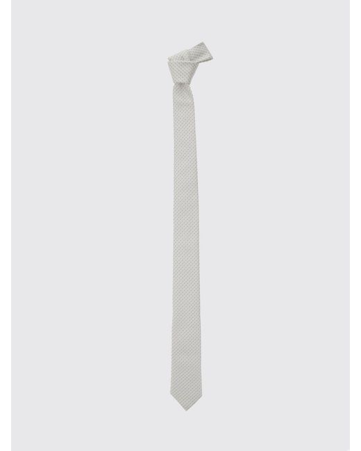 Emporio Armani White Pure Silk Tie With A Contrasting Polka Dot Pattern for men