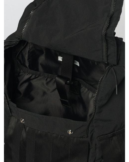 C P Company Black Plain Paper Touch Mixed Polyamide Backpack for men