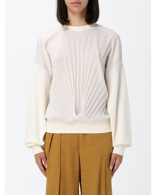 Twinset White Pleated Viscose Blend Sweatshirt