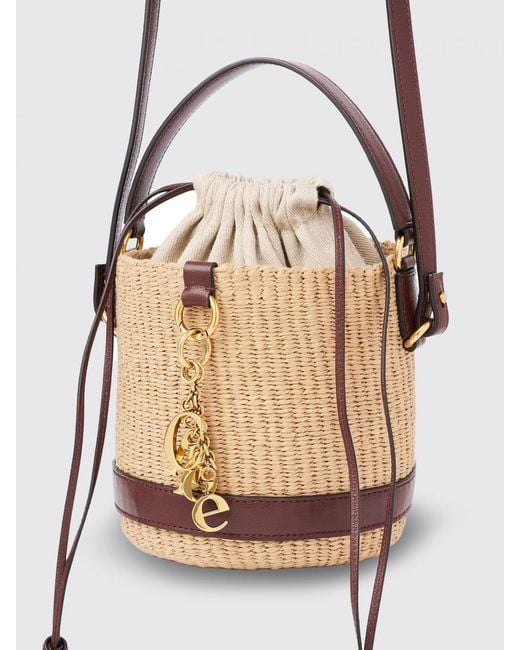 Chloé Natural ChloÉ Charms Raffia And Leather Bucket Bag