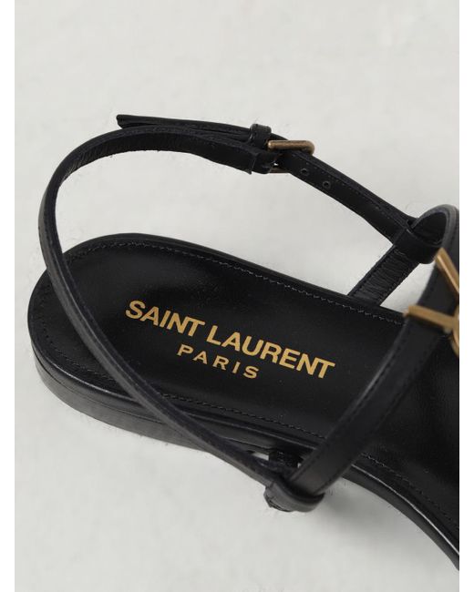 Sandalo in pelle con logo di Saint Laurent in Black