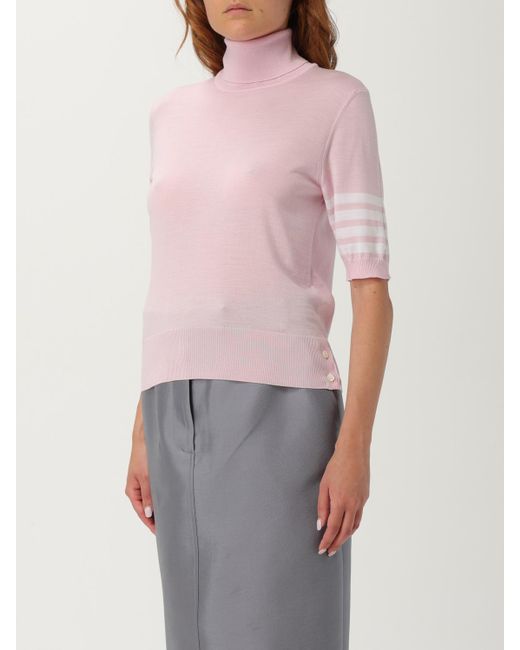 Thom Browne Pink Wool Turtleneck Sweater