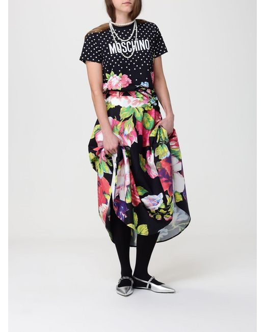 Moschino Couture White Floral Cotton Skirt