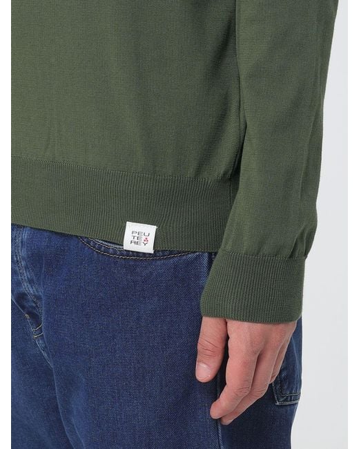 Peuterey Green Cotton Basic Crewneck Sweater for men