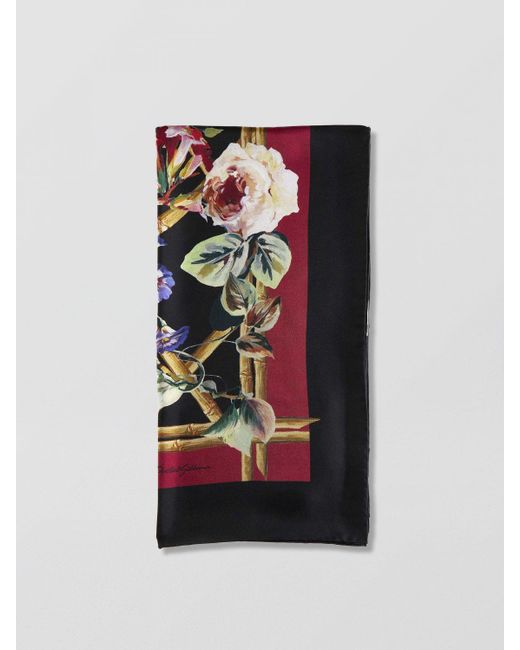 Foulard in seta con stampa floreale all over di Dolce & Gabbana in Black