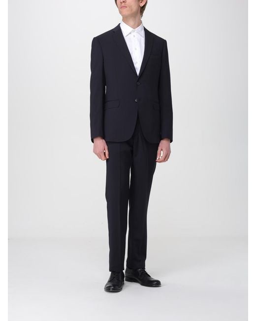 Emporio Armani Blue Single-Breasted Virgin Wool Suit for men