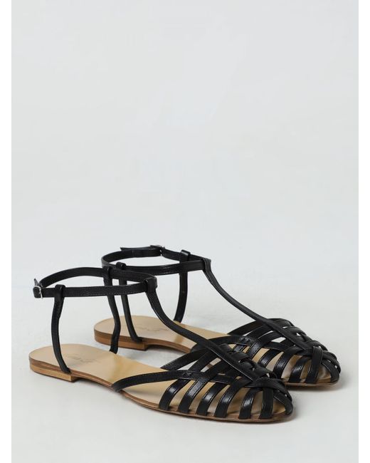 Anna F. Black Flat Sandals