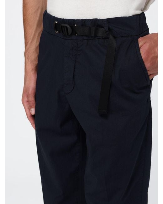 Peuterey Blue Stretch Cotton Trousers With Drawstring Waist And Straight Leg for men