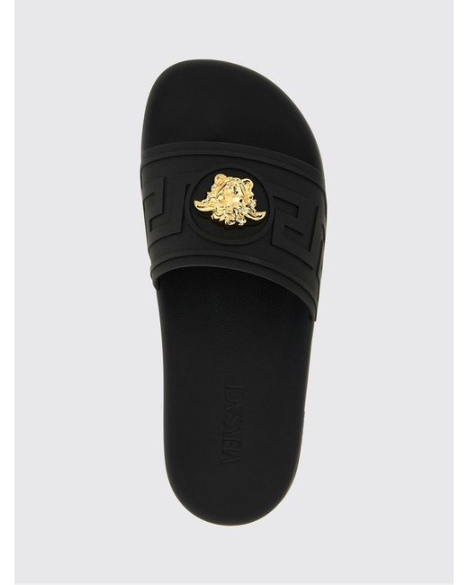 Versace Black La Medusa Rubber Sliders for men