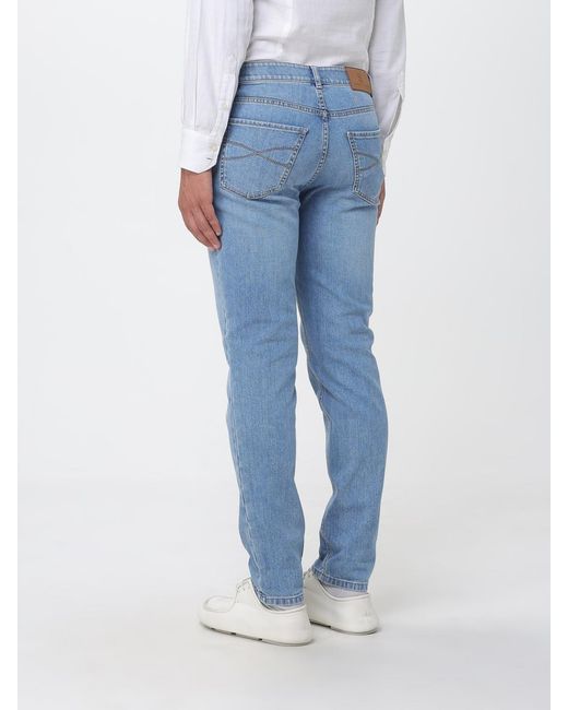 Brunello Cucinelli Blue Mid-Rise Straight Fit Jeans for men