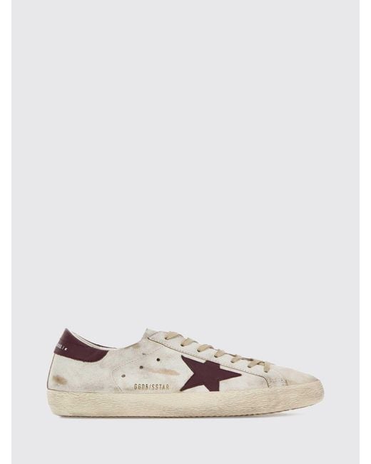 Golden Goose Deluxe Brand Natural Super-Star Smooth Calfskin Sneakers With Distressed Effect for men