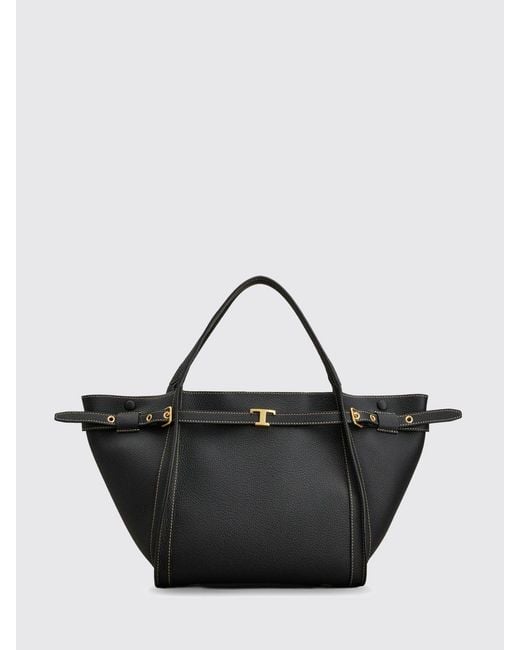 Tod's Black Small Leather Shopping Handbag