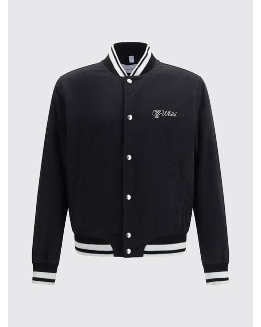 Off-White c/o Virgil Abloh Blue Cotton Varsity Jacket for men