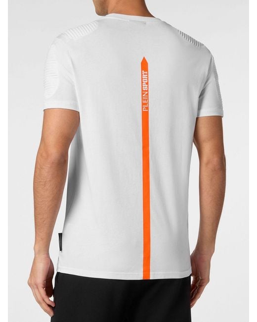 Philipp Plein White Cotton Crew Neck T-Shirt With Contrast Logo On The Chest for men