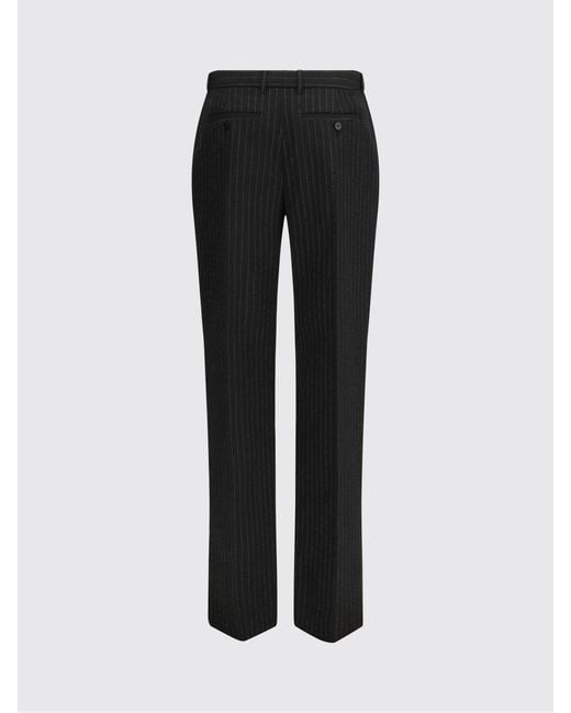 McQueen Black Pinstriped Wool Tailored Trousers