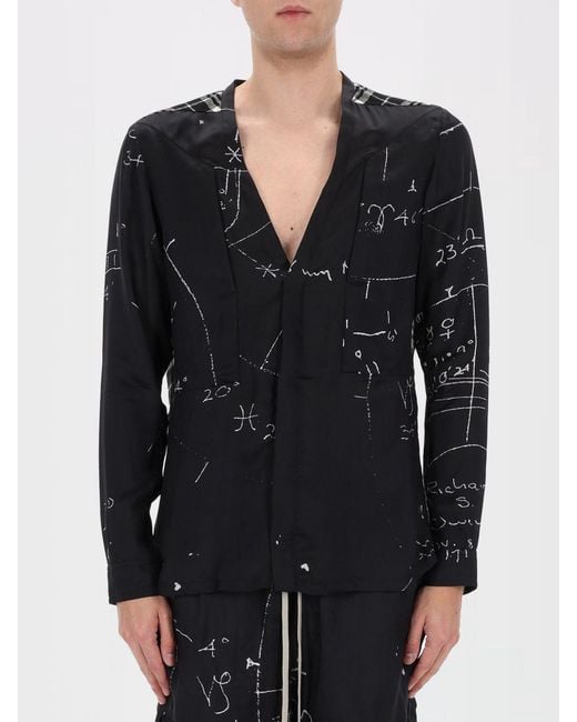Rick Owens Black Printed Cotton Blend Shirt for men