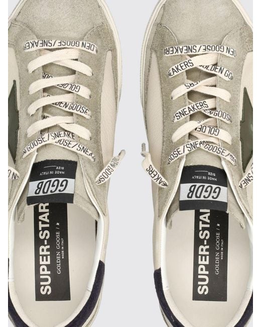 Golden Goose Deluxe Brand White Super-Star Distressed Cowhide Leather Sneakers With Contrast Logo for men