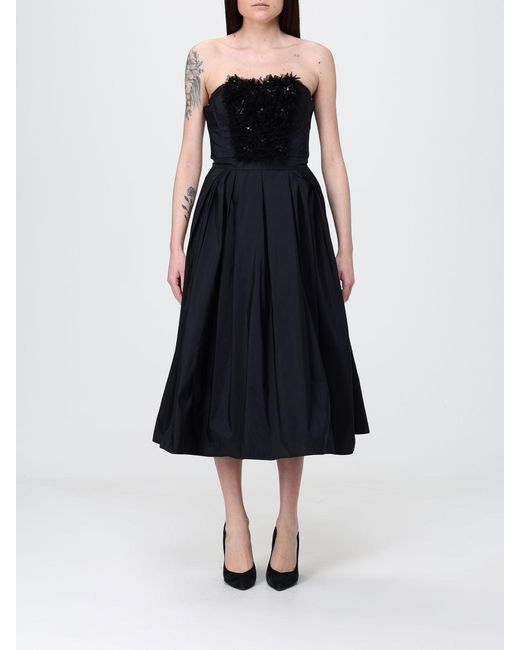 Elisabetta Franchi Black Taffeta Midi Dress