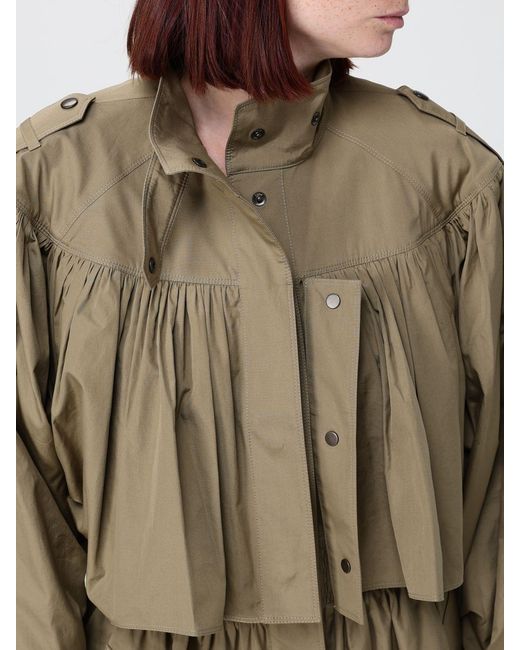 Chloé Natural ChloÉ Waterproof Cotton Trench Coat With High Neck And Epaulettes