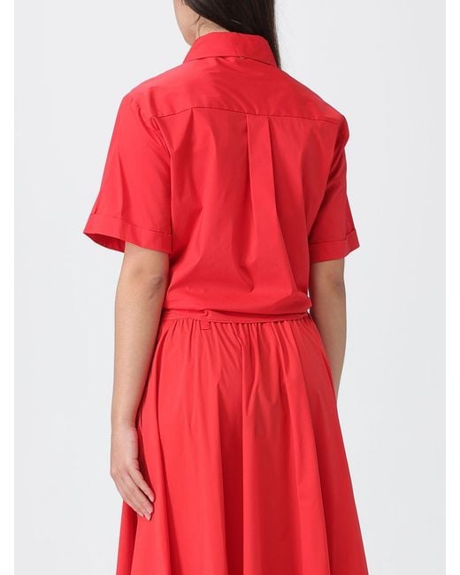 Liu Jo Red Cropped Cotton Shirt