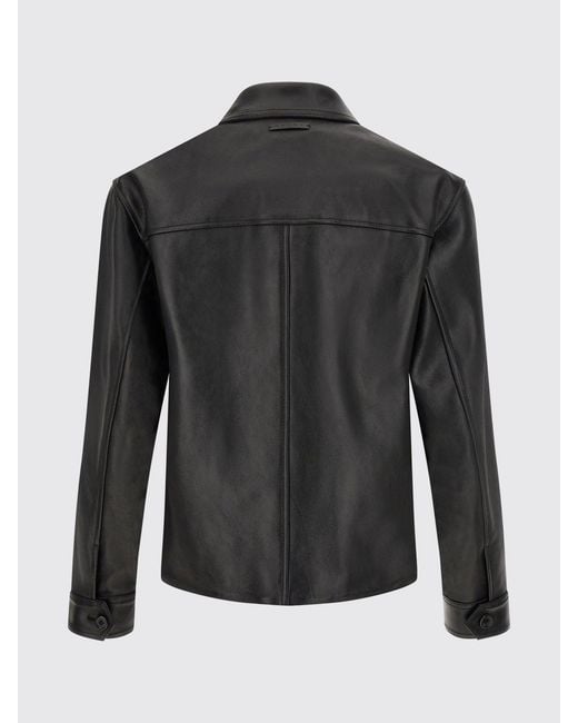 Marni Black Bicolor Suede Leather Jacket With Pointed Collar for men