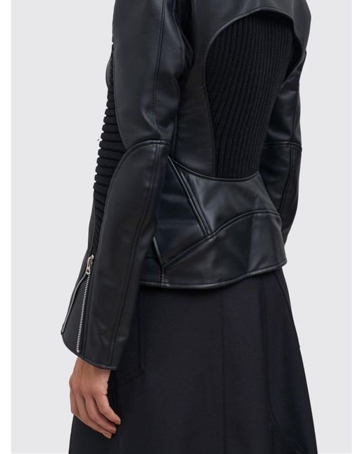 Junya Watanabe Black Eco-Leather Jacket With Wool Inserts