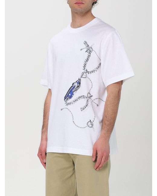 T-shirt in cotone con stampa di Burberry in White da Uomo
