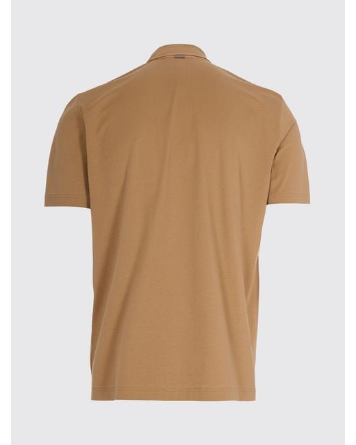 Herno Natural Short-Sleeved Cotton Polo Shirt With Classic Three-Button Collar for men