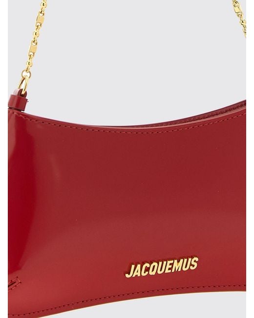 Jacquemus Red Le Petit Bisou Patent Leather Shoulder Bag With Chain Handle