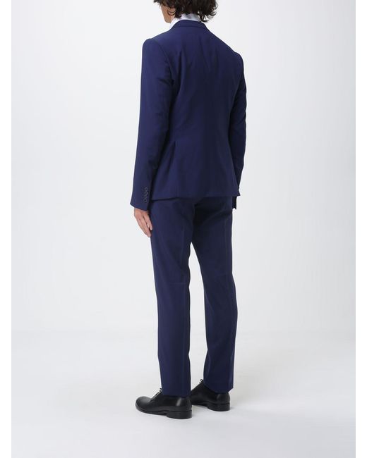 Emporio Armani Blue Single-Breasted Virgin Wool Suit for men