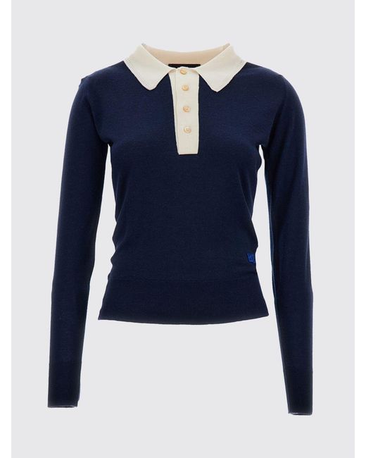 Wales Bonner Blue Slim Fit Long-Sleeved Knitted Wool Polo Shirt With Contrast Trims