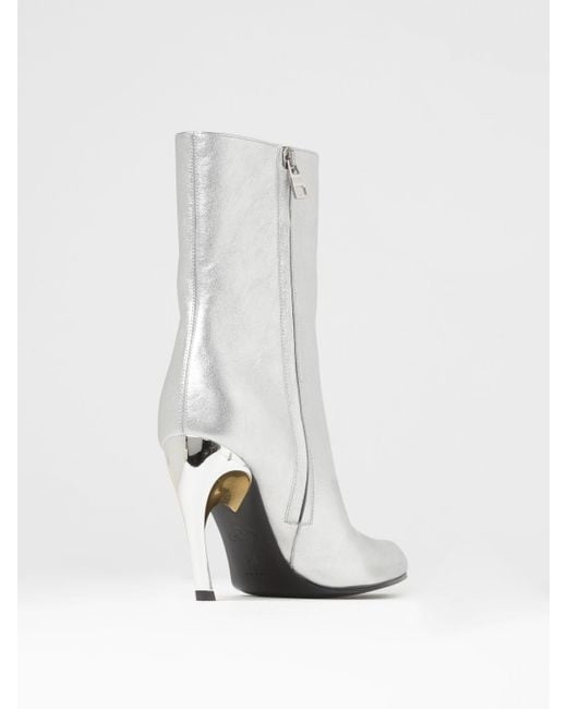 Alexander McQueen White Flat Ankle Boots