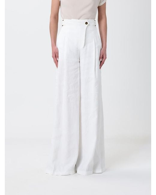 Elisabetta Franchi White Palazzo Trousers