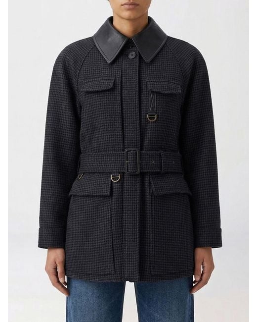 Chloé Black ChloÉ Houndstooth Virgin Wool Coat