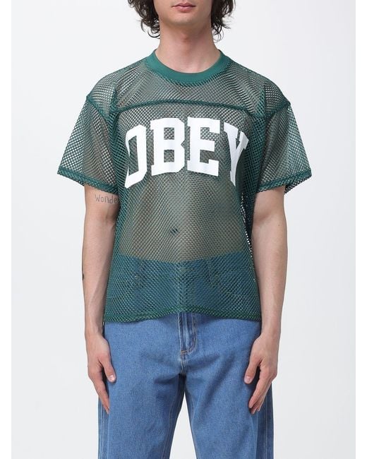 Obey Green Mesh T-Shirt With Logo for men