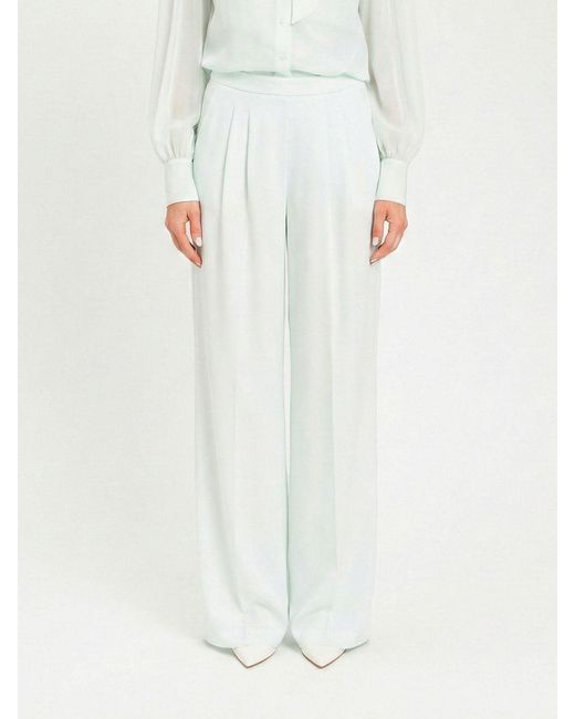 Twinset White Crêpe Elegant Trousers